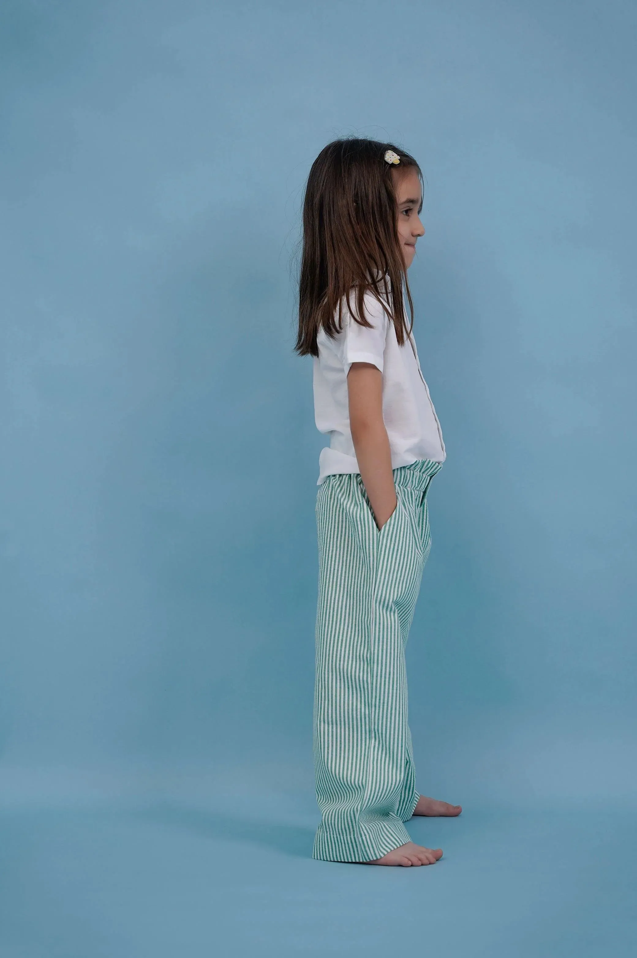 PINSTRIPE PAPER BAG PANTS