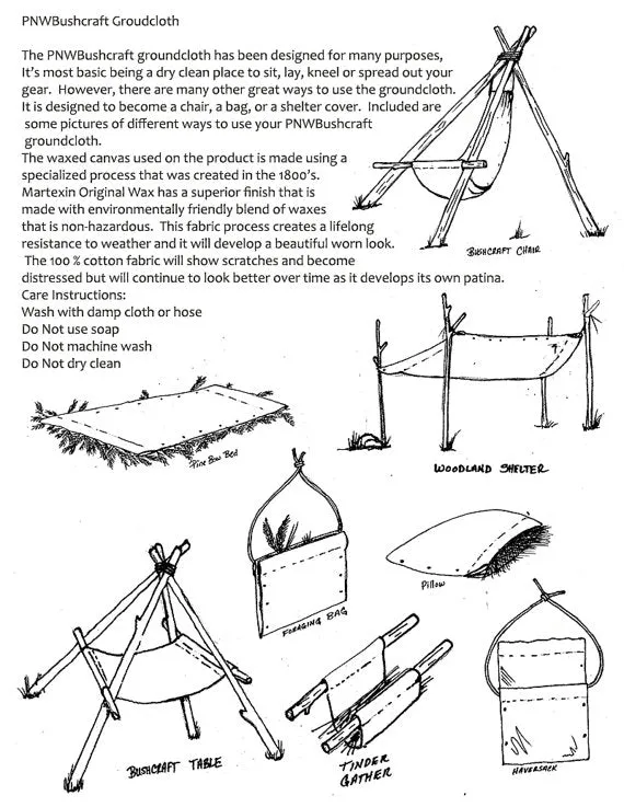 PNWBUSHCRAFT Waxed Canvas Ground Cloth /Hammock Chair