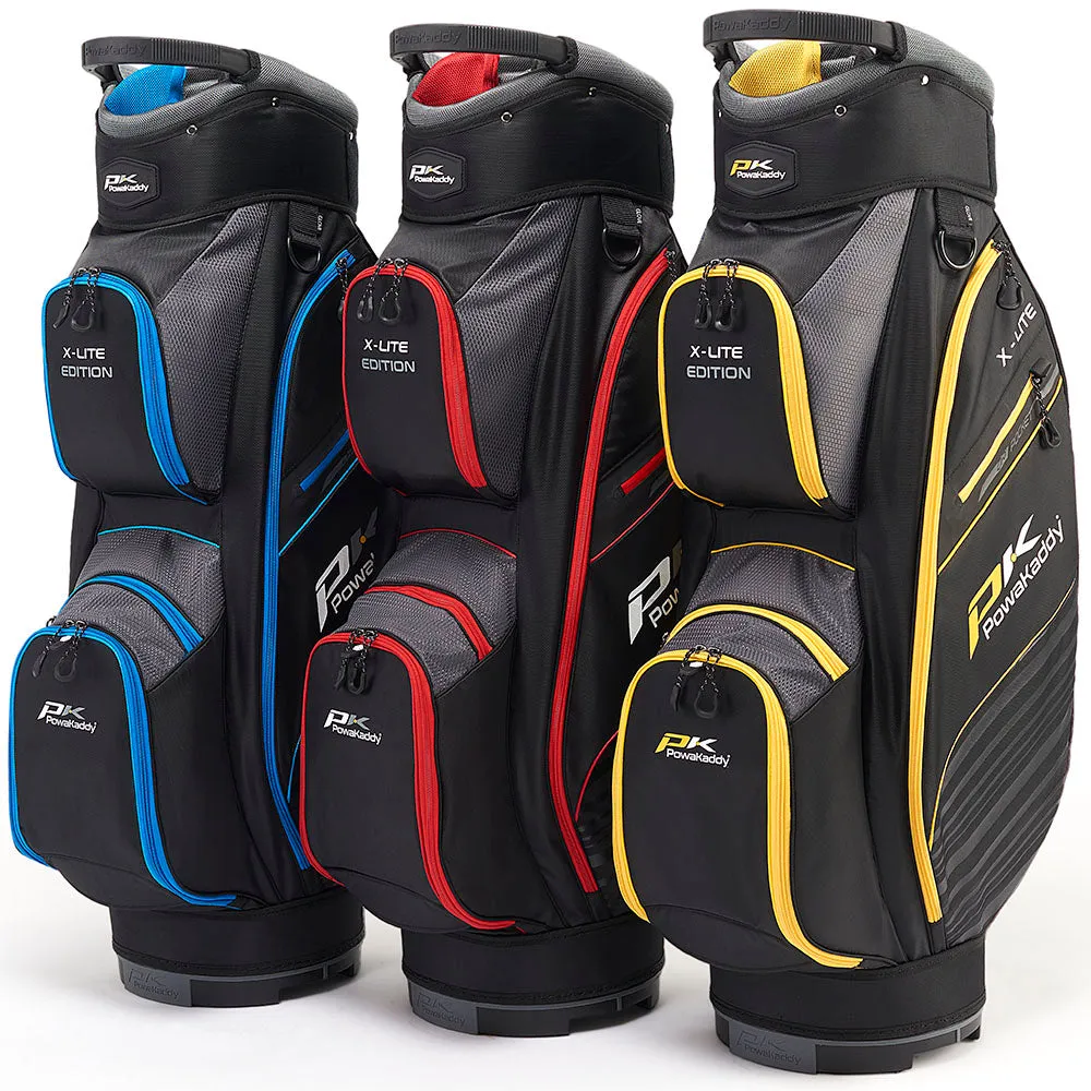 PowaKaddy X-Lite Edition Cart Bag - Black/Gun Metal/Yellow