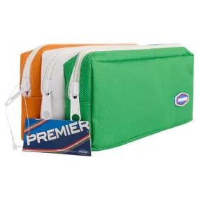 Premier 3 Pocket Zip Pencil Case - Green and Orange