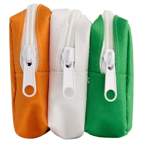 Premier 3 Pocket Zip Pencil Case - Green and Orange