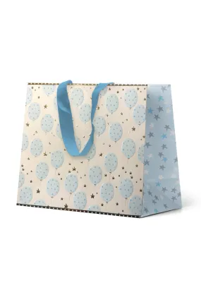 Premium Gift Bag Large: Embossed & Foiled Blue Balloons