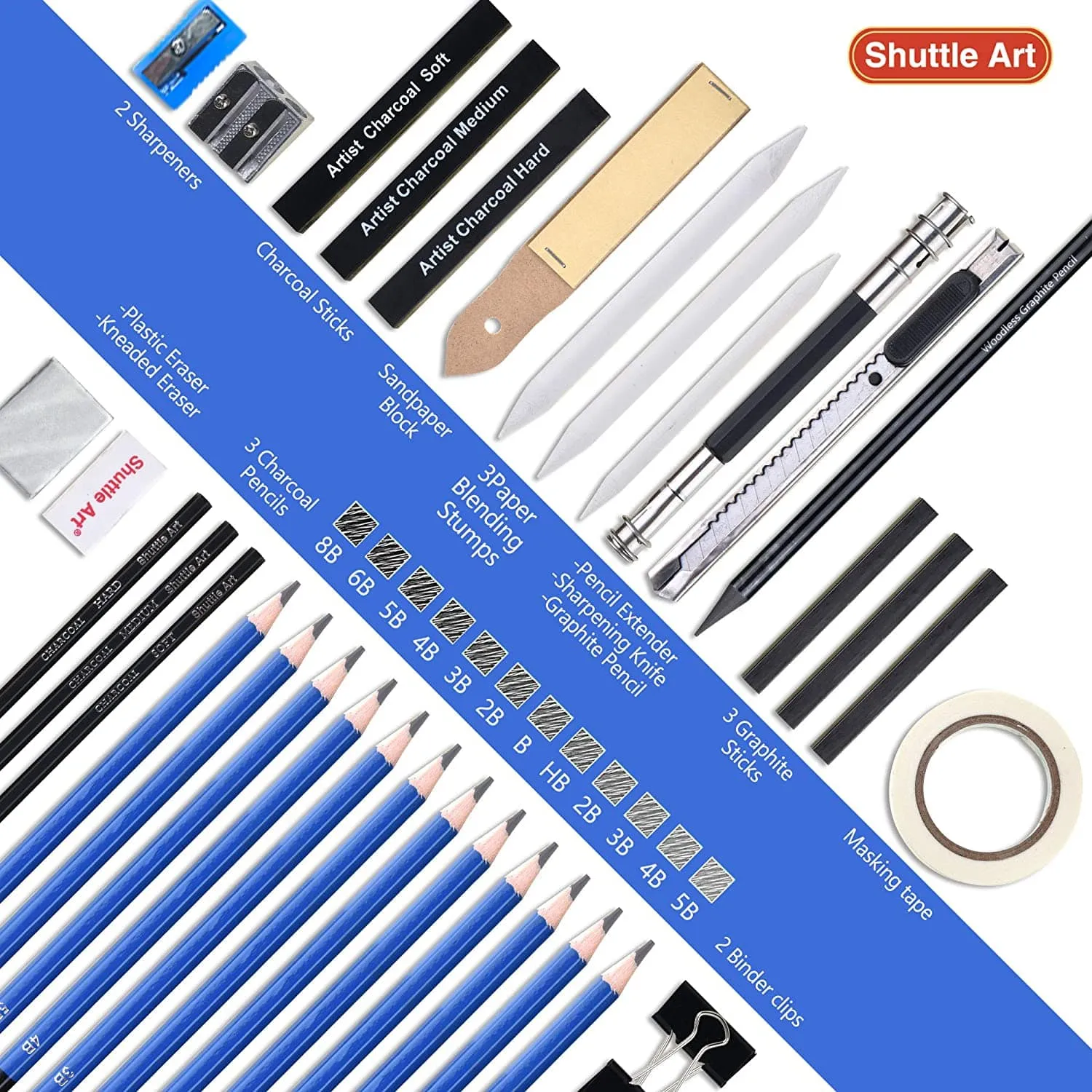 Professional Art Supply Set, Sketching and Drawing - 37 Pieces