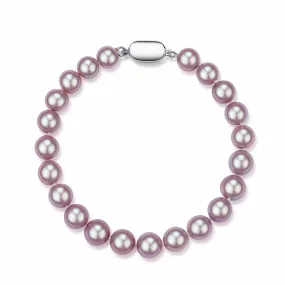 Purple Freshwater Pearl Bracelet, 6-9mm Silver