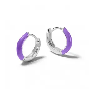 Purple Huggie Hoop Sterling Silver Earrings EE07_SLV