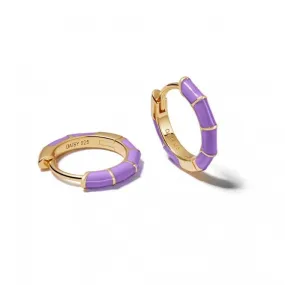 Purple Stripe Huggie Hoop 18ct Gold Plated Earrings EE02_GP