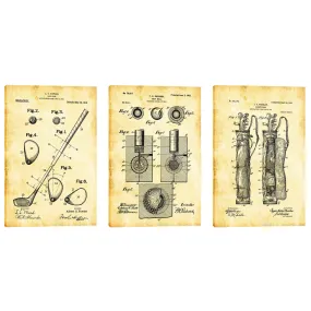 "Golf 3-Piece Set Vintage Patent Blueprint" Giclee Canvas Wall Art (Set of 3)