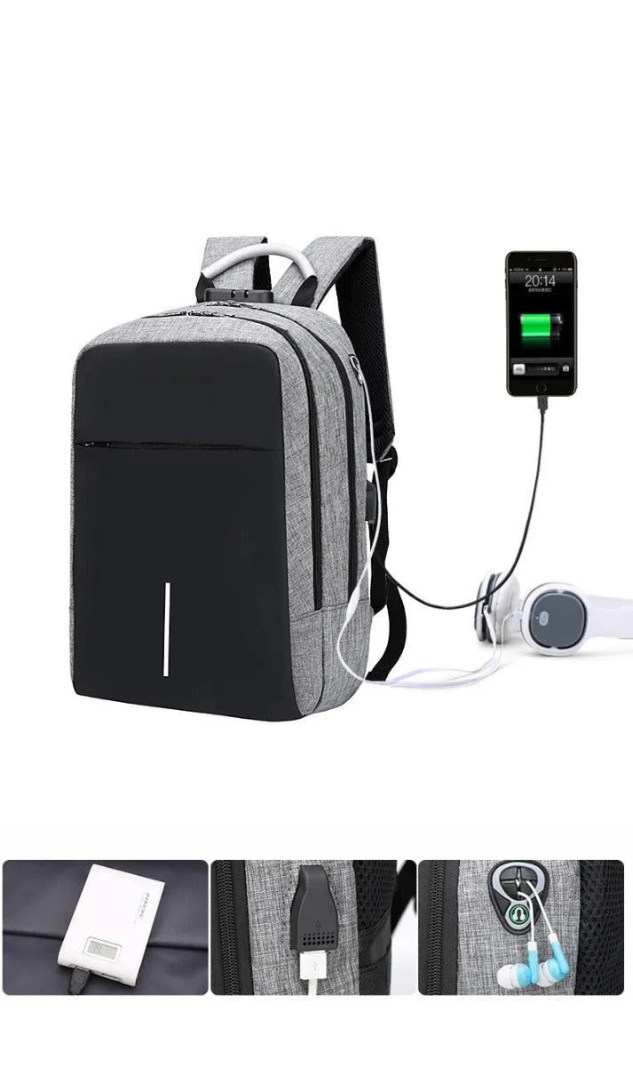 Raids Anti-Theft Backpack With Usb Charging Ports Code Lock Black Bags