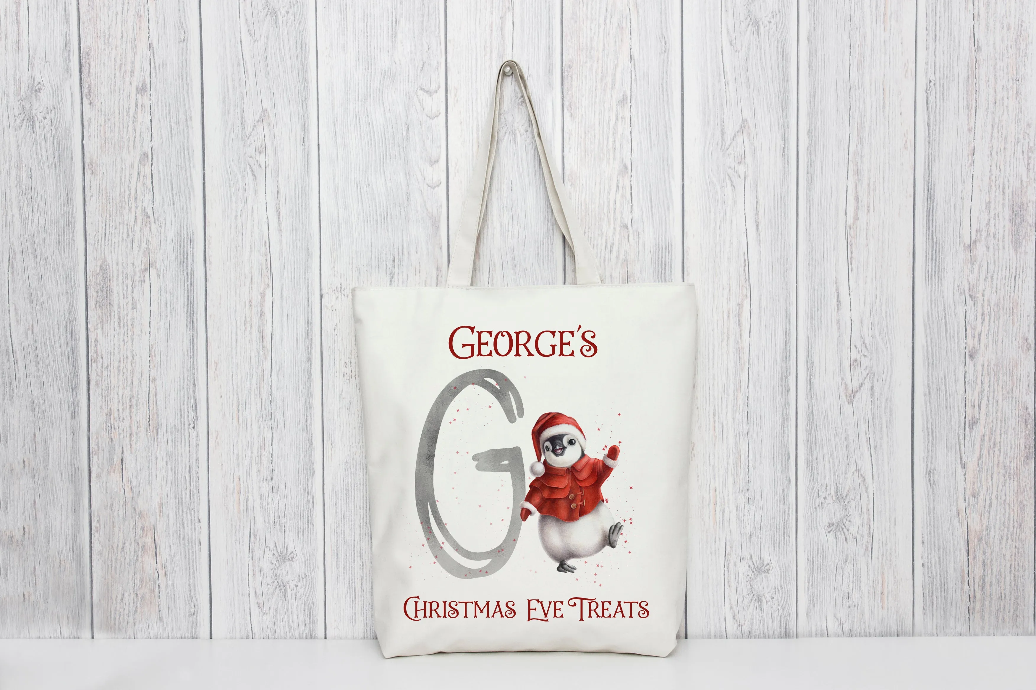 Red Penguin Christmas Eve Bag