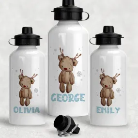 Reindeer Bear Christmas Personalised Aluminium Water Bottle 400/600ml