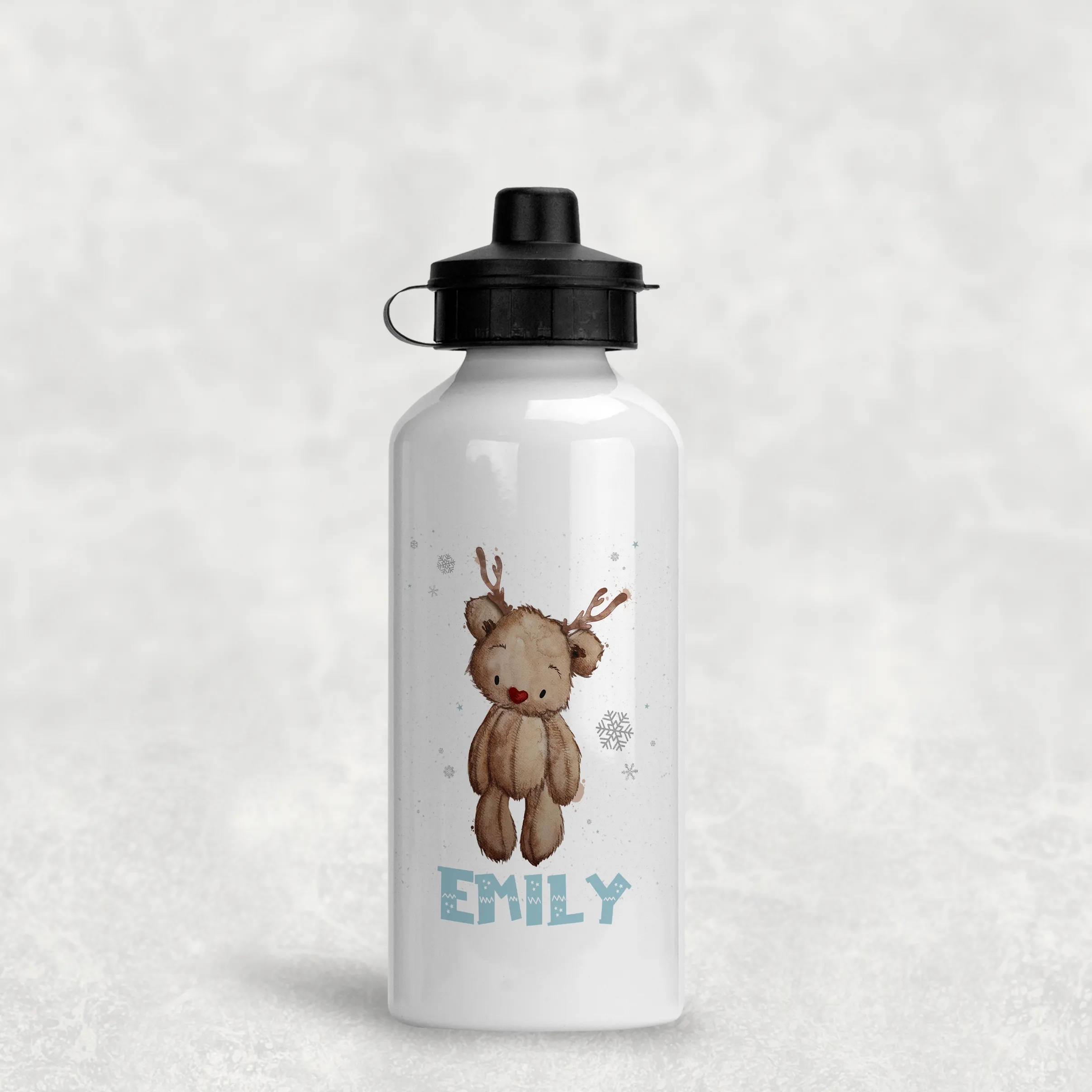 Reindeer Bear Christmas Personalised Aluminium Water Bottle 400/600ml