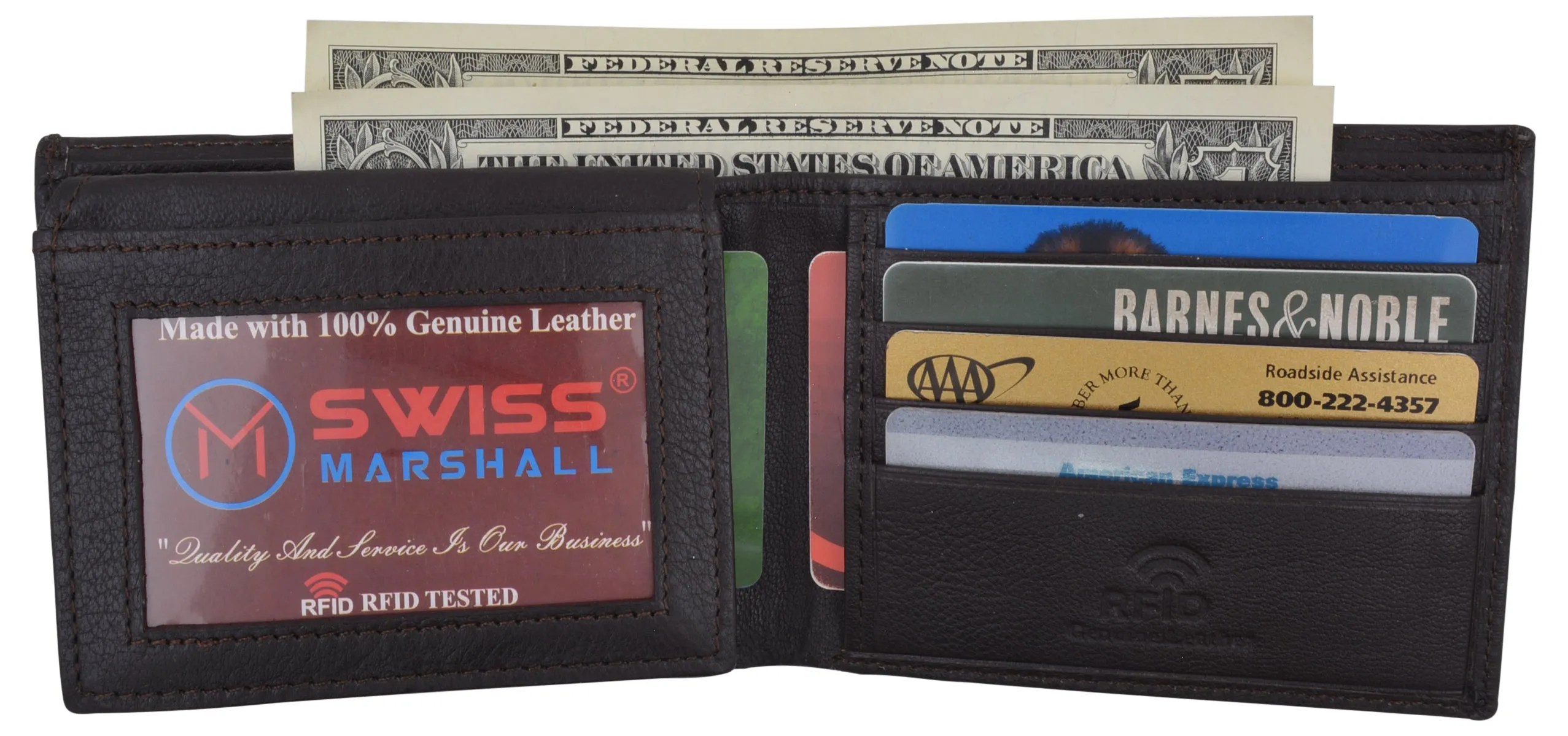 RFID Security Blocking Men's Slim Bifold Credit Card ID Leather Wallet Logo