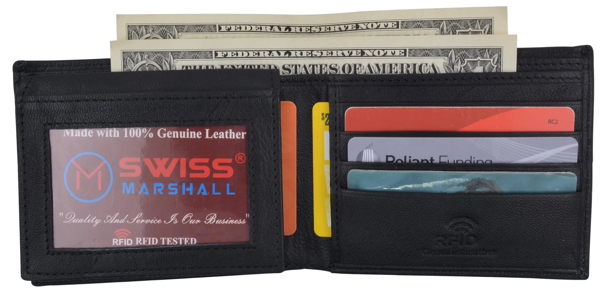 RFID Security Blocking Men's Slim Bifold Credit Card ID Leather Wallet Logo