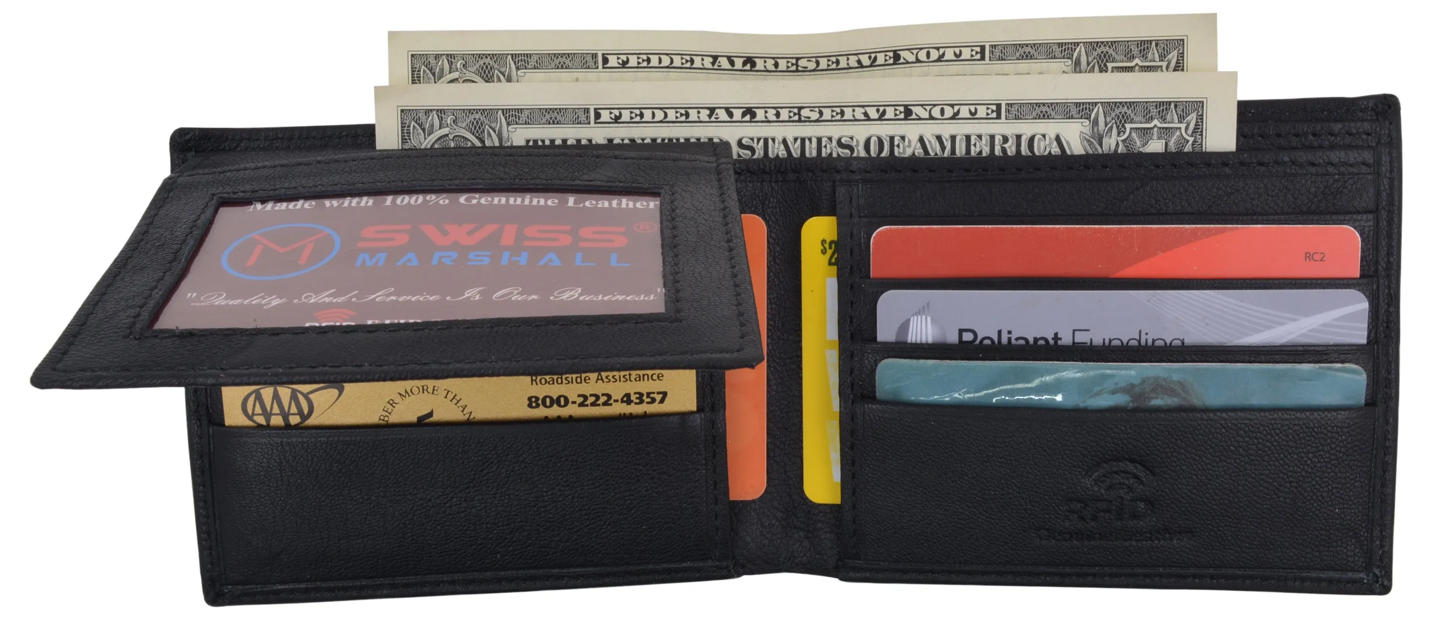 RFID Security Blocking Men's Slim Bifold Credit Card ID Leather Wallet Logo