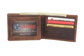 RFID920053RHBD CAZORO Wallet for Mens Vintage Leather RFID Blocking Classic Bifold Wallet for Men Gift Box