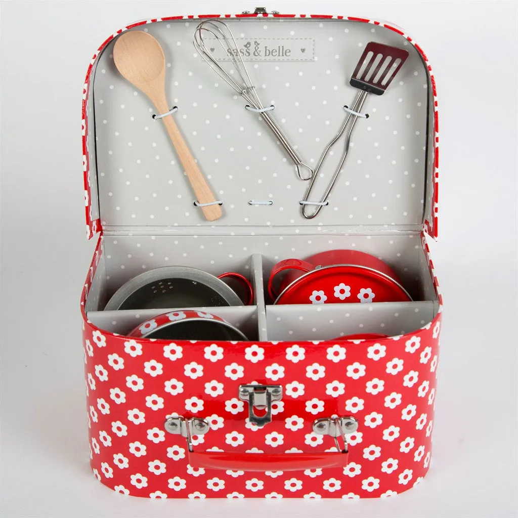 RJB Stone Red Daisies Kids Kitchen Cooking Box Set