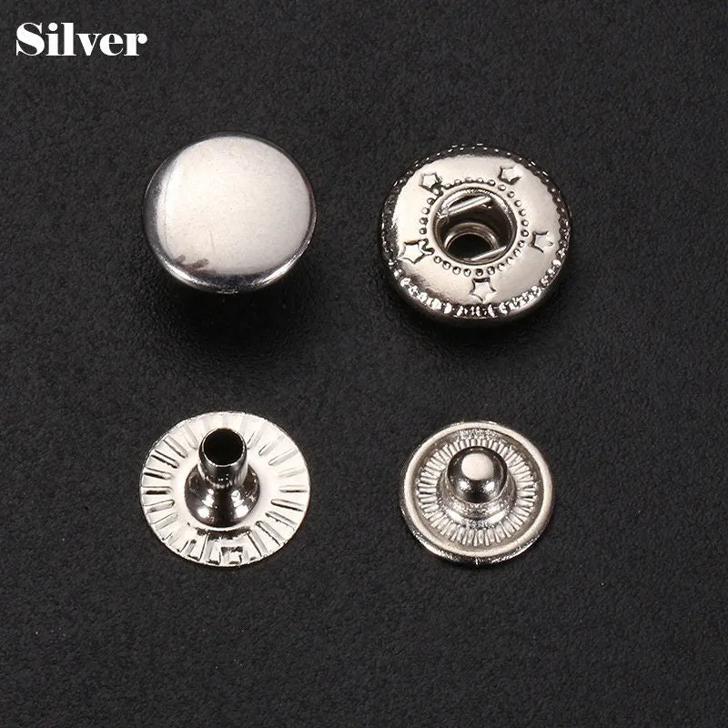 Round Metal S Spring Snap Rivet Button Fastener Closure Press Stud Popper Tich Silver Gold Craft Leather Bag Backpack Coat Shirt Diary