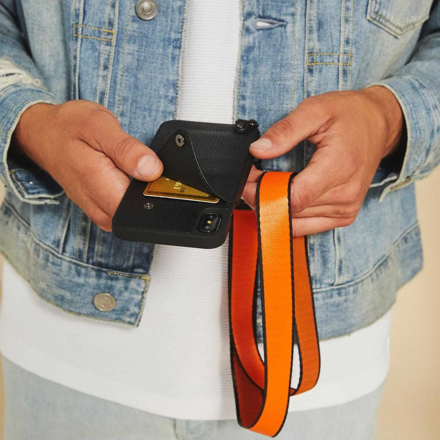 Ryder Wallet Lanyard - Orange/ Pewter