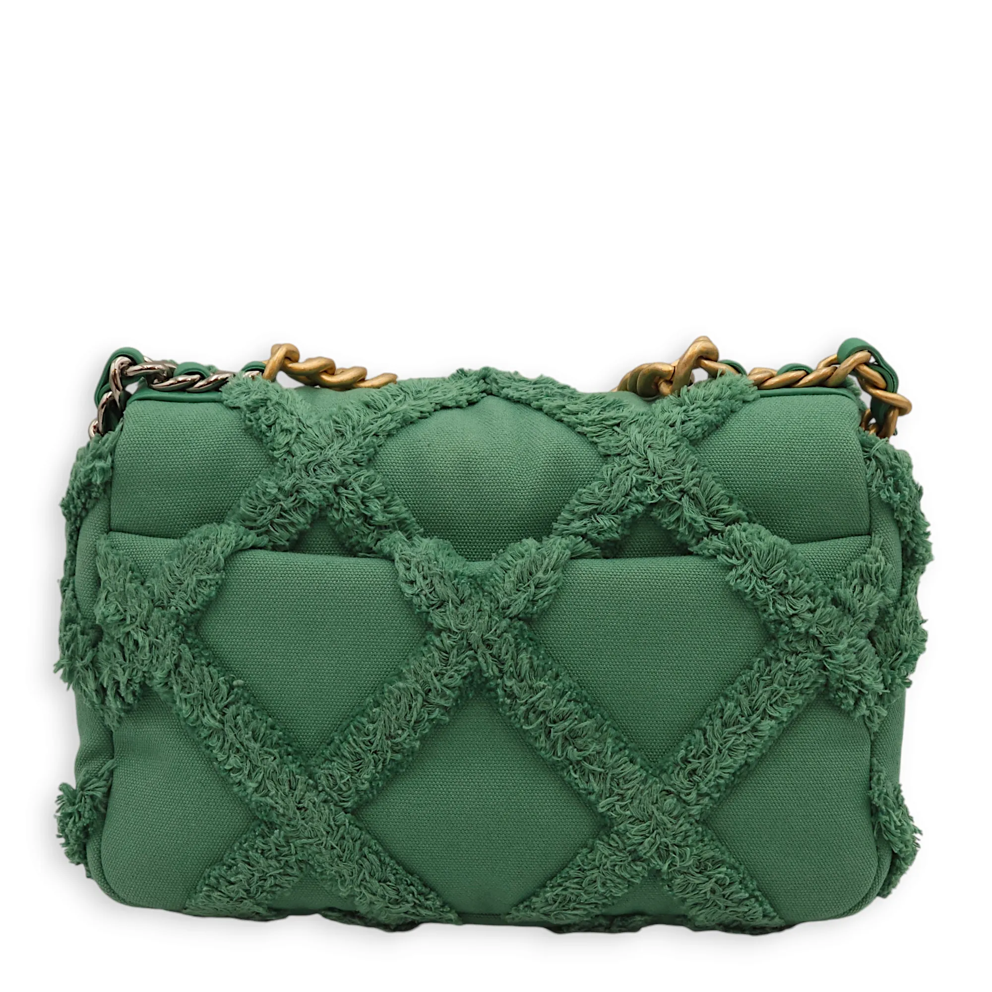 S19 Flap Small Green Shoulder Bag in Fabric, 3-Tone hardware