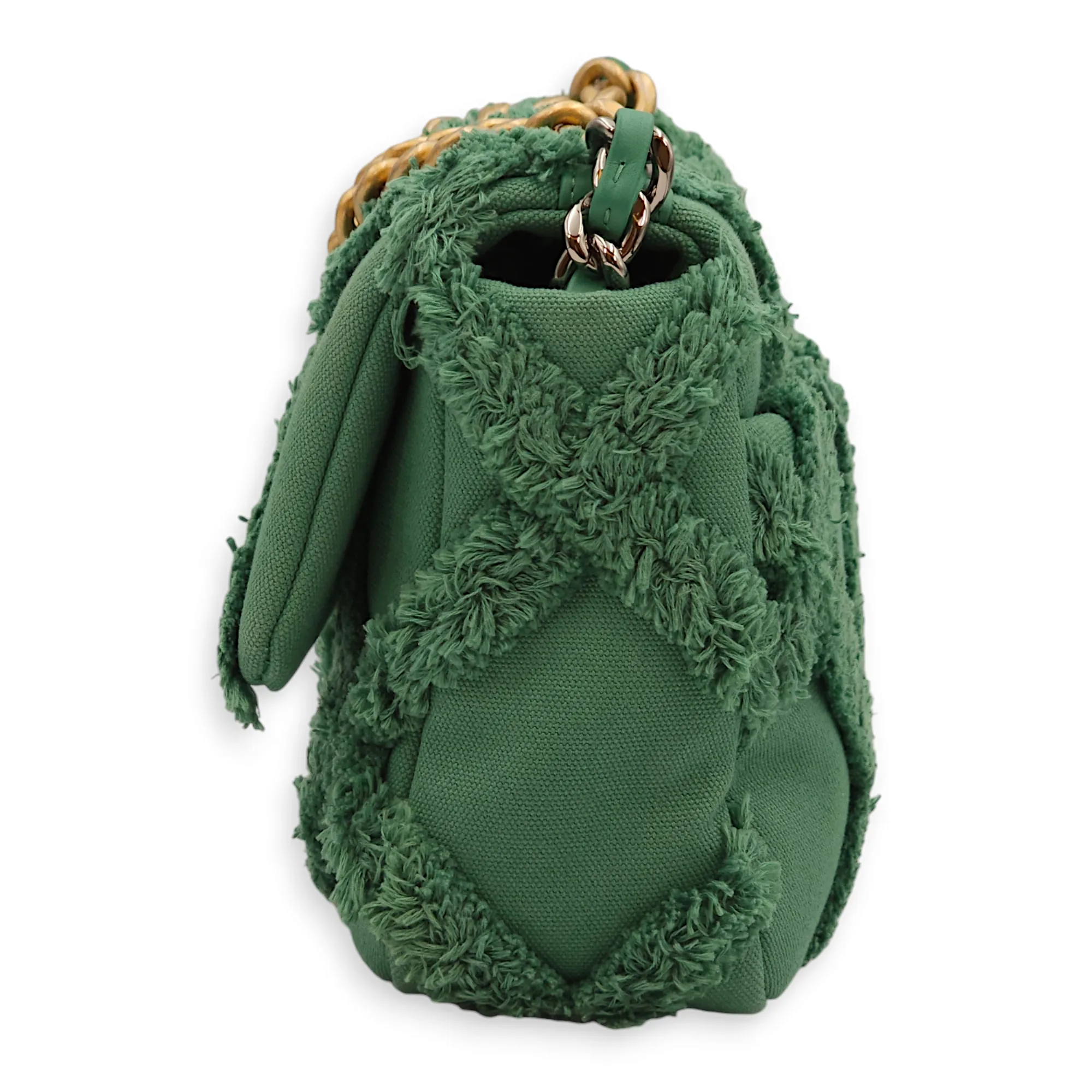 S19 Flap Small Green Shoulder Bag in Fabric, 3-Tone hardware