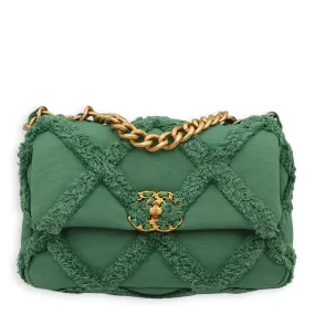 S19 Flap Small Green Shoulder Bag in Fabric, 3-Tone hardware