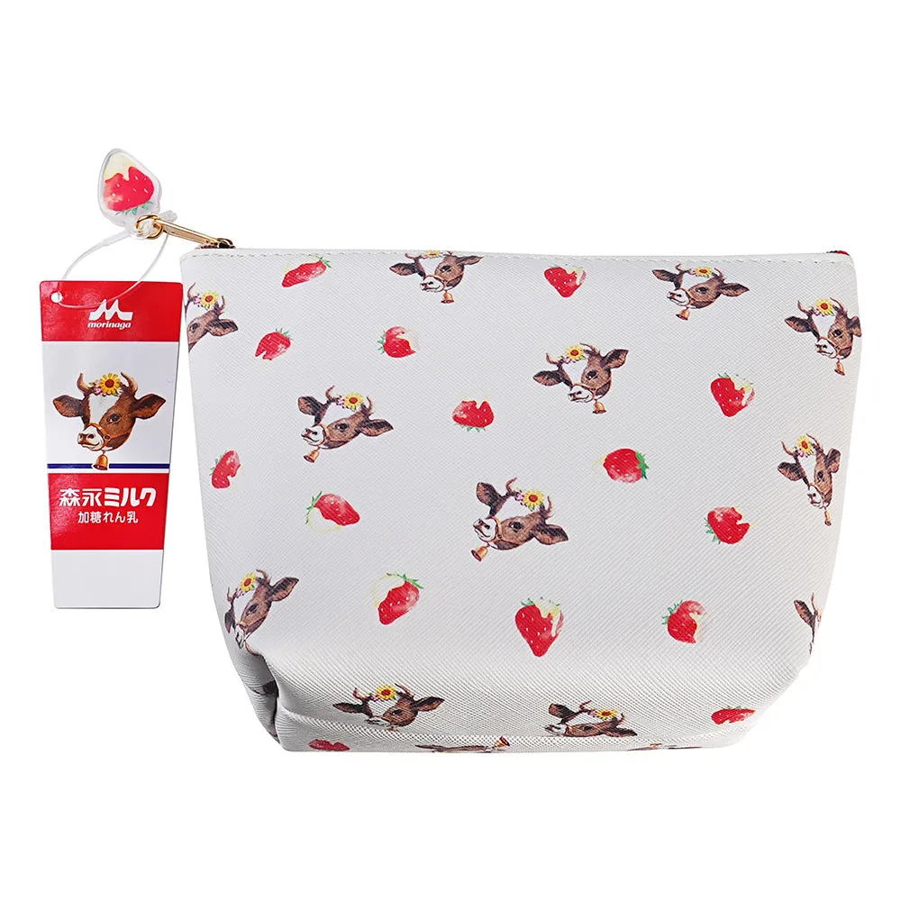 Sakamoto Morinaga milk co-branded series, boat-shaped pencil case, strawberry, condensed milk, 2 styles in total, travel storage bag, cosmetic bag, daily necessities