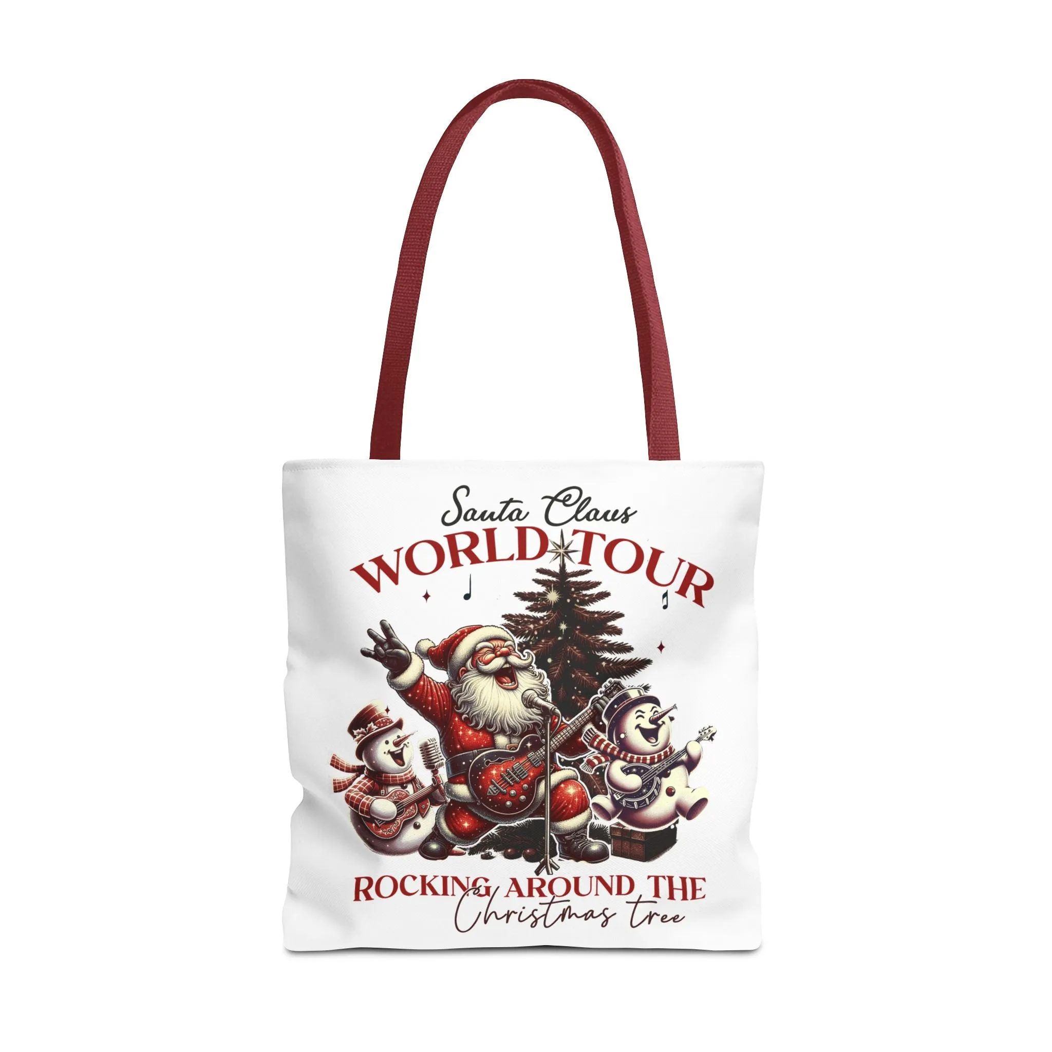 Santa Claus World Tour Holiday Tote Bag - Rocking Around the Christmas Tree