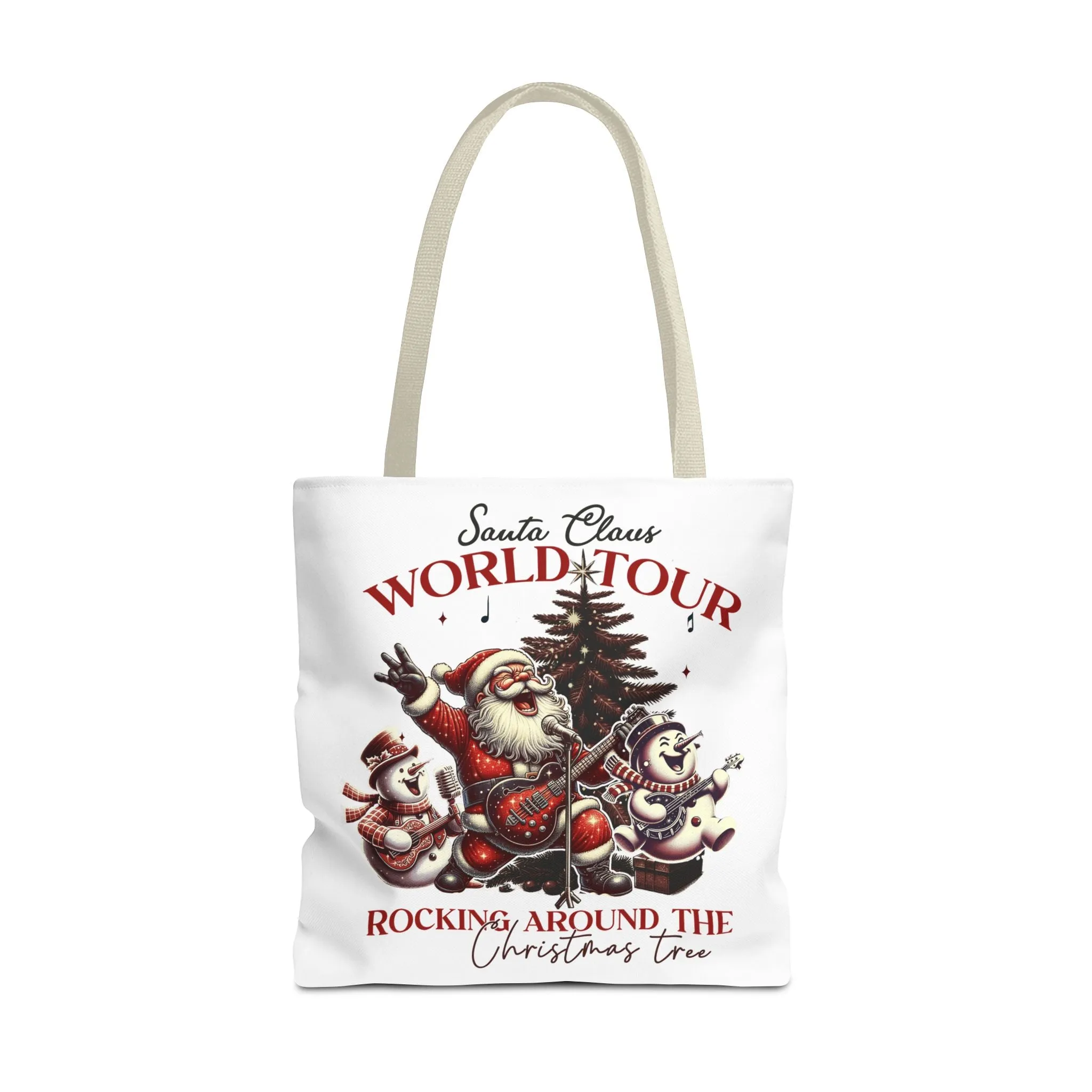 Santa Claus World Tour Holiday Tote Bag - Rocking Around the Christmas Tree