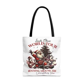 Santa Claus World Tour Holiday Tote Bag - Rocking Around the Christmas Tree