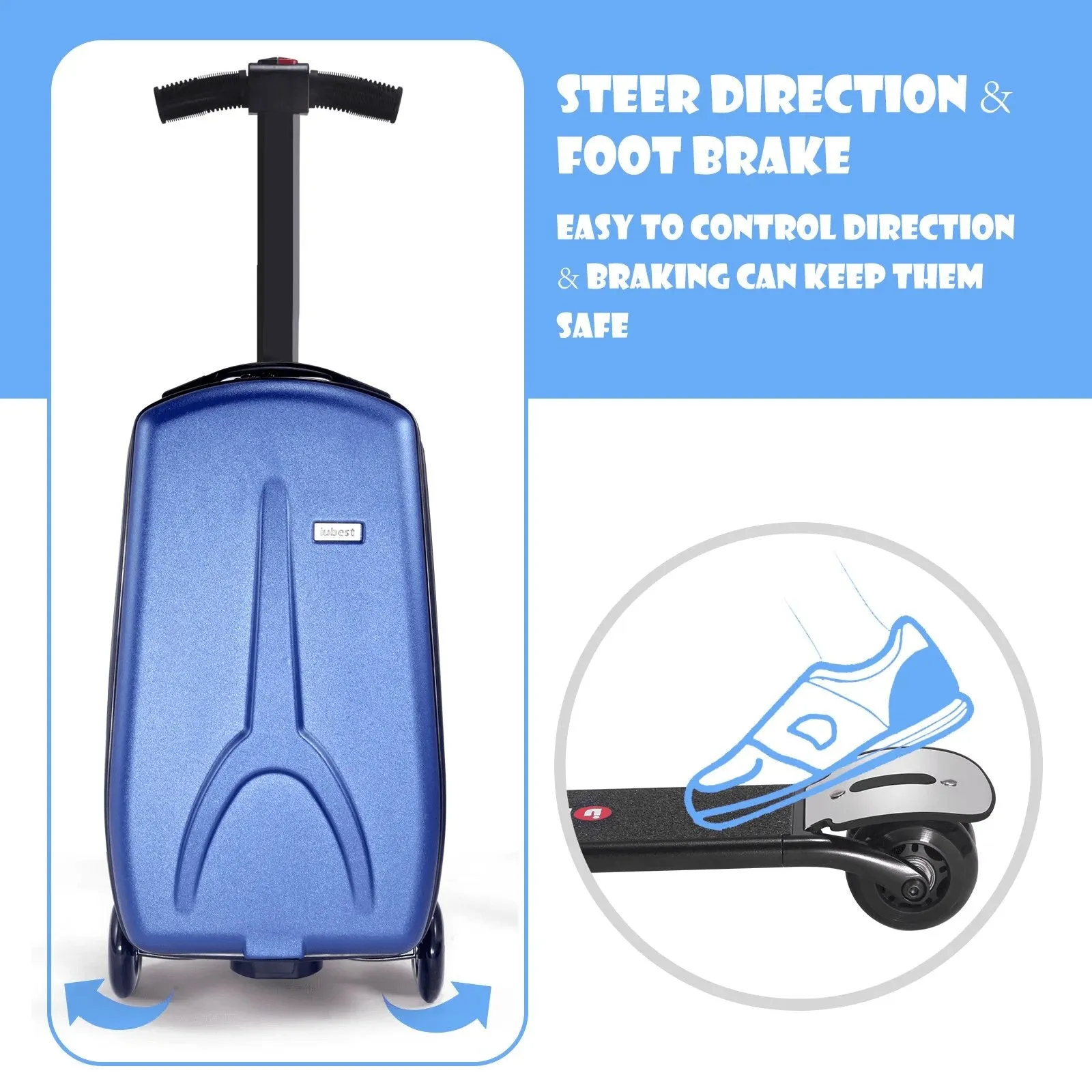 Scooter Suitcase - Rolling Luggage with Built-in Skateboard