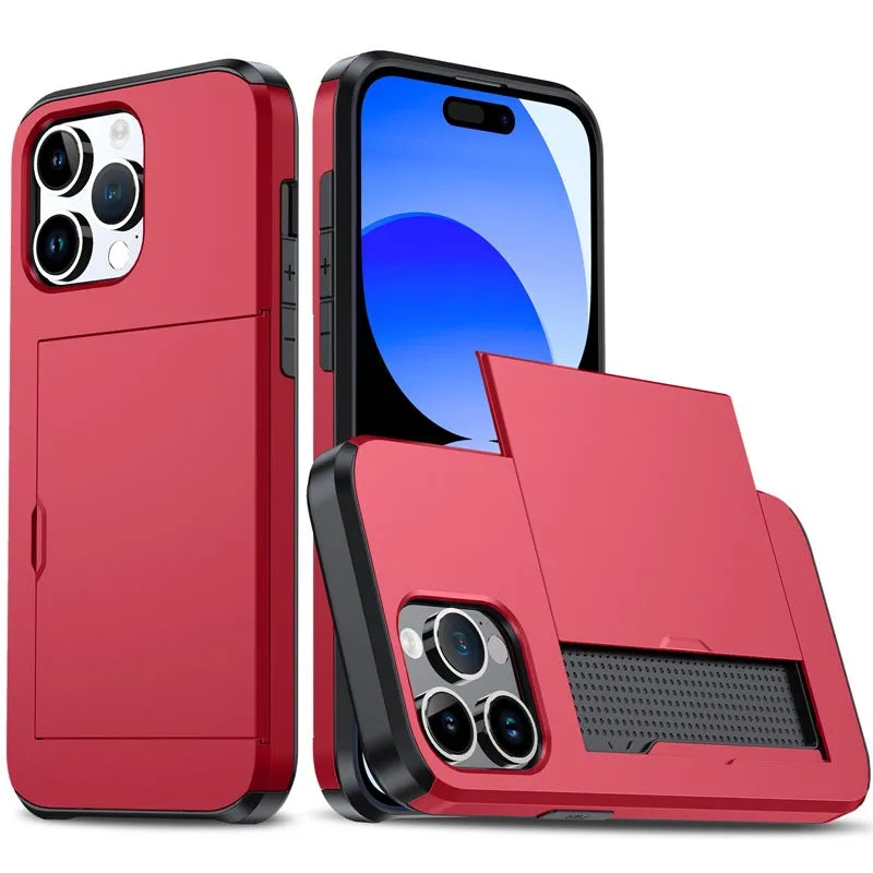 Shockproof Sliding Door Wallet Phone Case With Hidden Card Slot For iPhone