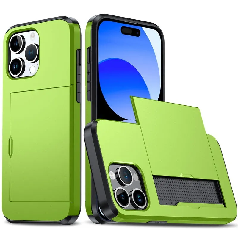 Shockproof Sliding Door Wallet Phone Case With Hidden Card Slot For iPhone