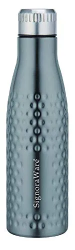 Signoraware Aace Hammered Single Walled Stainless Steel Fridge Water Bottle, 1000ml, Multicolor