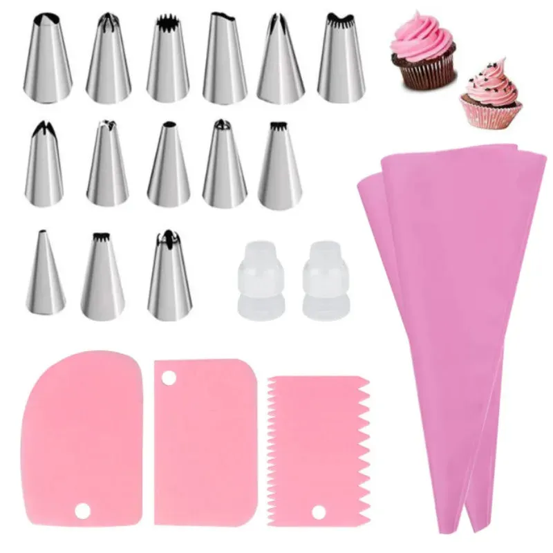 Silicone Cake decorating bag stainless steel decorating tip set cake decorating nozzle Kitchen DIY Cake baking tools