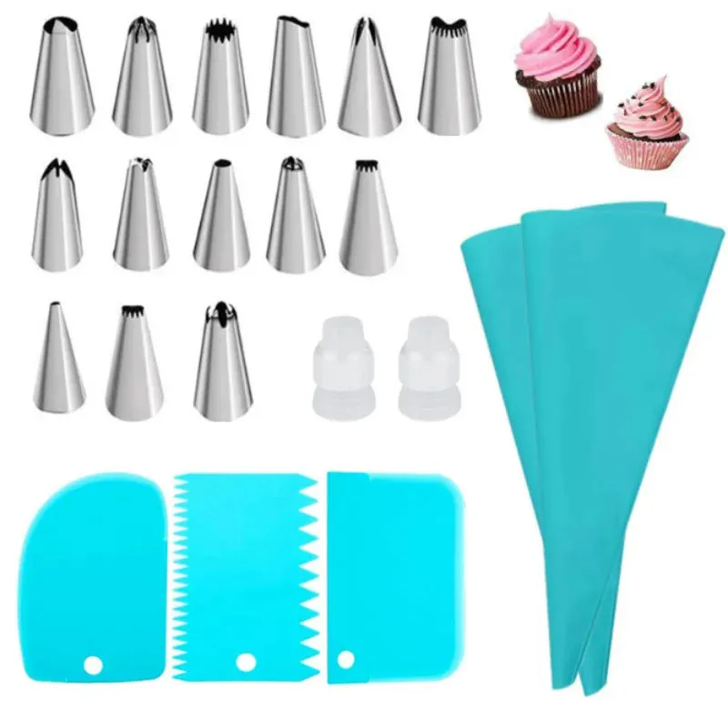 Silicone Cake decorating bag stainless steel decorating tip set cake decorating nozzle Kitchen DIY Cake baking tools