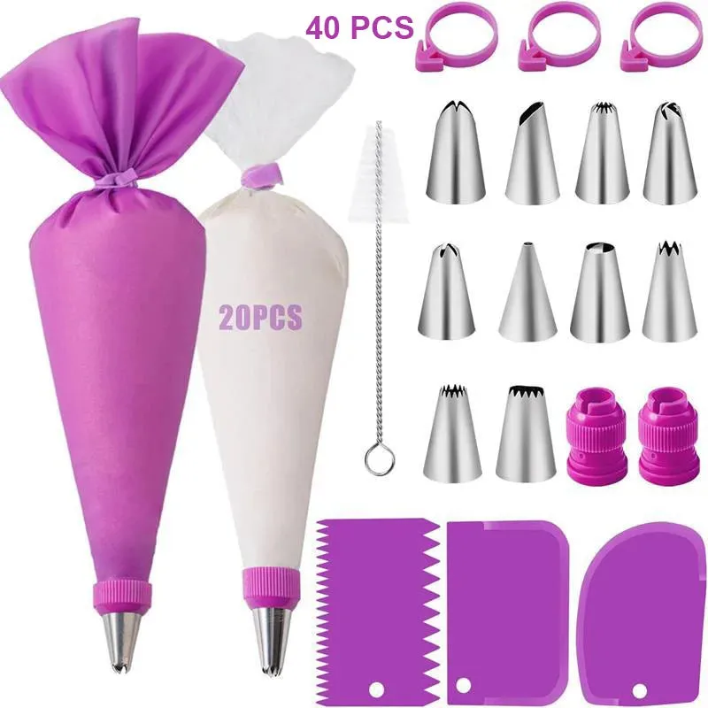 Silicone Cake decorating bag stainless steel decorating tip set cake decorating nozzle Kitchen DIY Cake baking tools