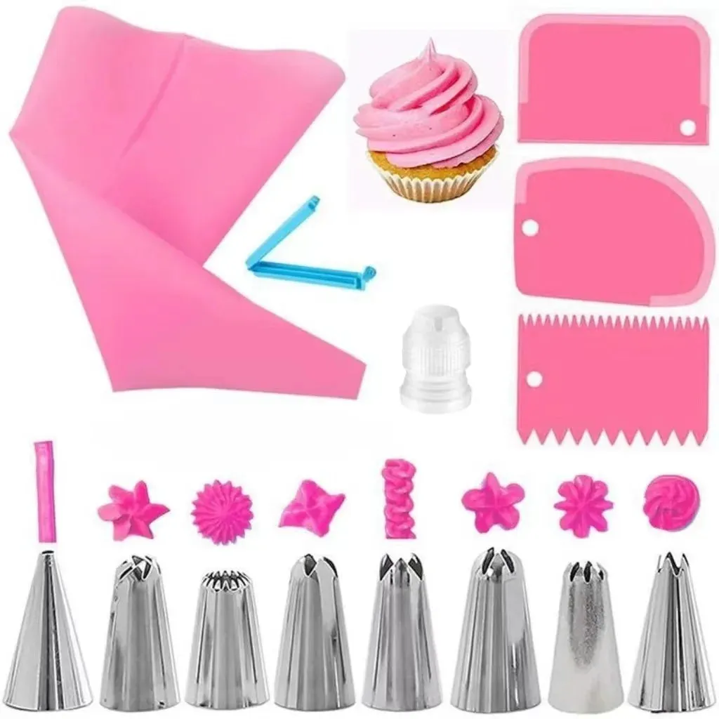 Silicone Cake decorating bag stainless steel decorating tip set cake decorating nozzle Kitchen DIY Cake baking tools