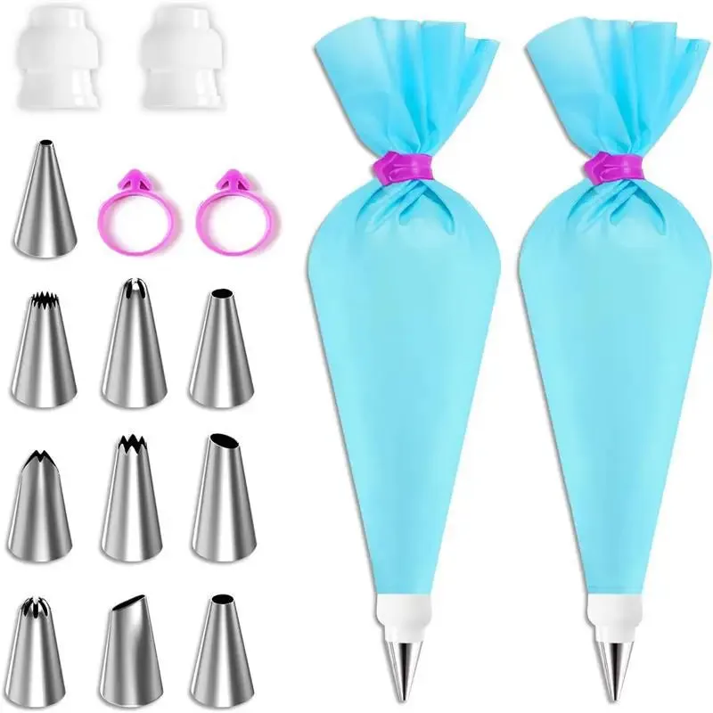 Silicone Cake decorating bag stainless steel decorating tip set cake decorating nozzle Kitchen DIY Cake baking tools