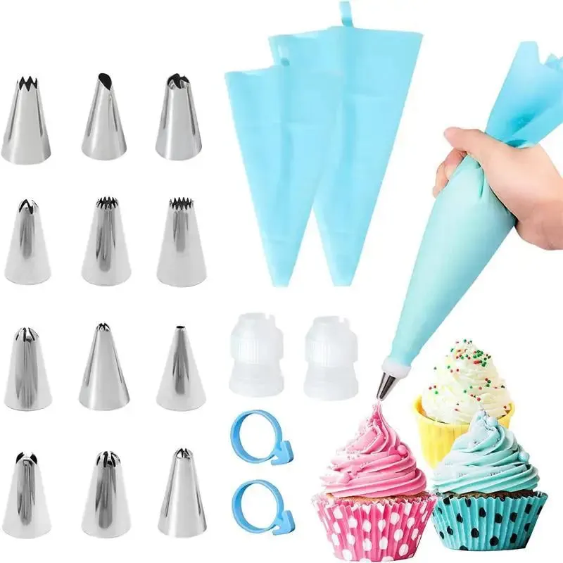 Silicone Cake decorating bag stainless steel decorating tip set cake decorating nozzle Kitchen DIY Cake baking tools