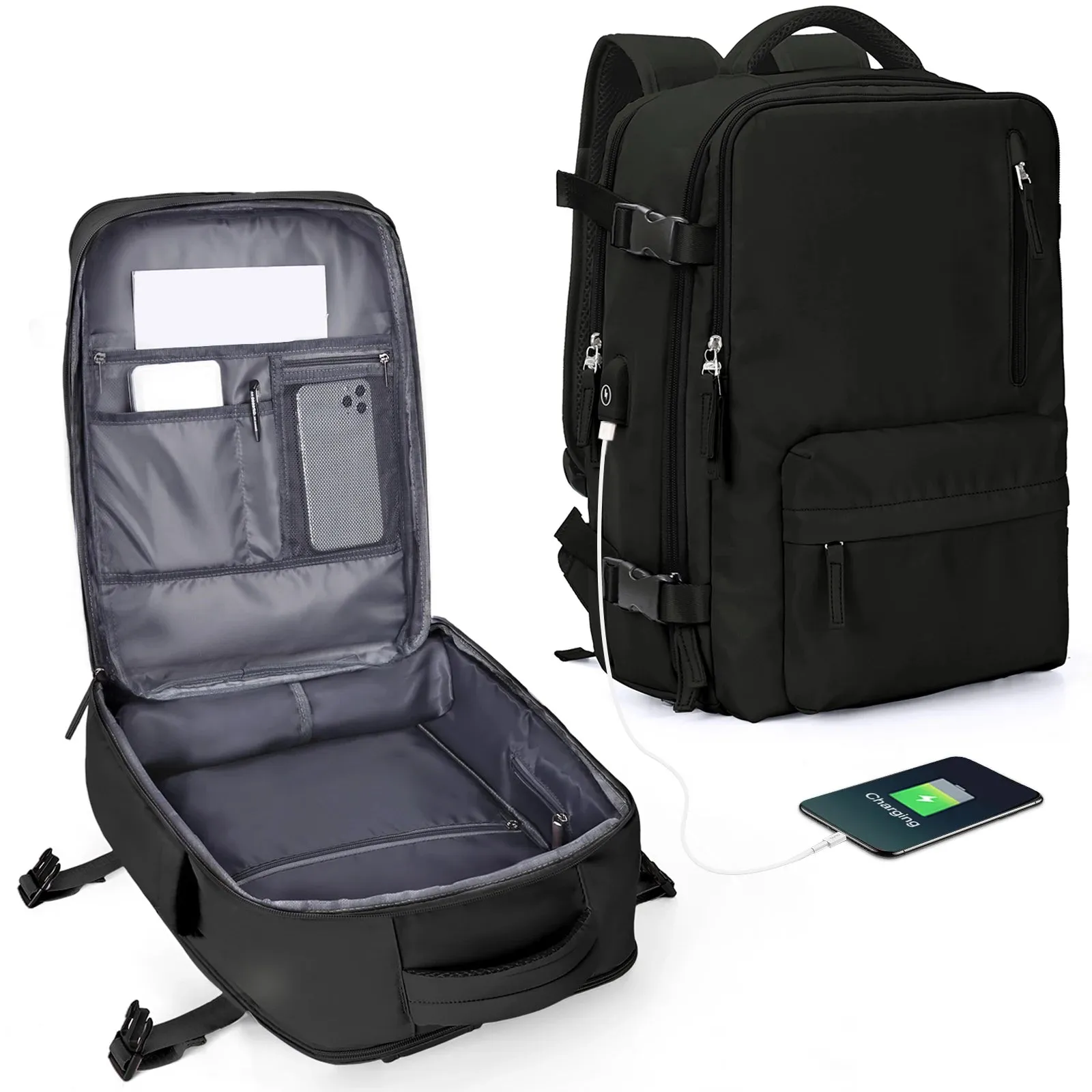 Sleek Business Travel Backpack with USB Port