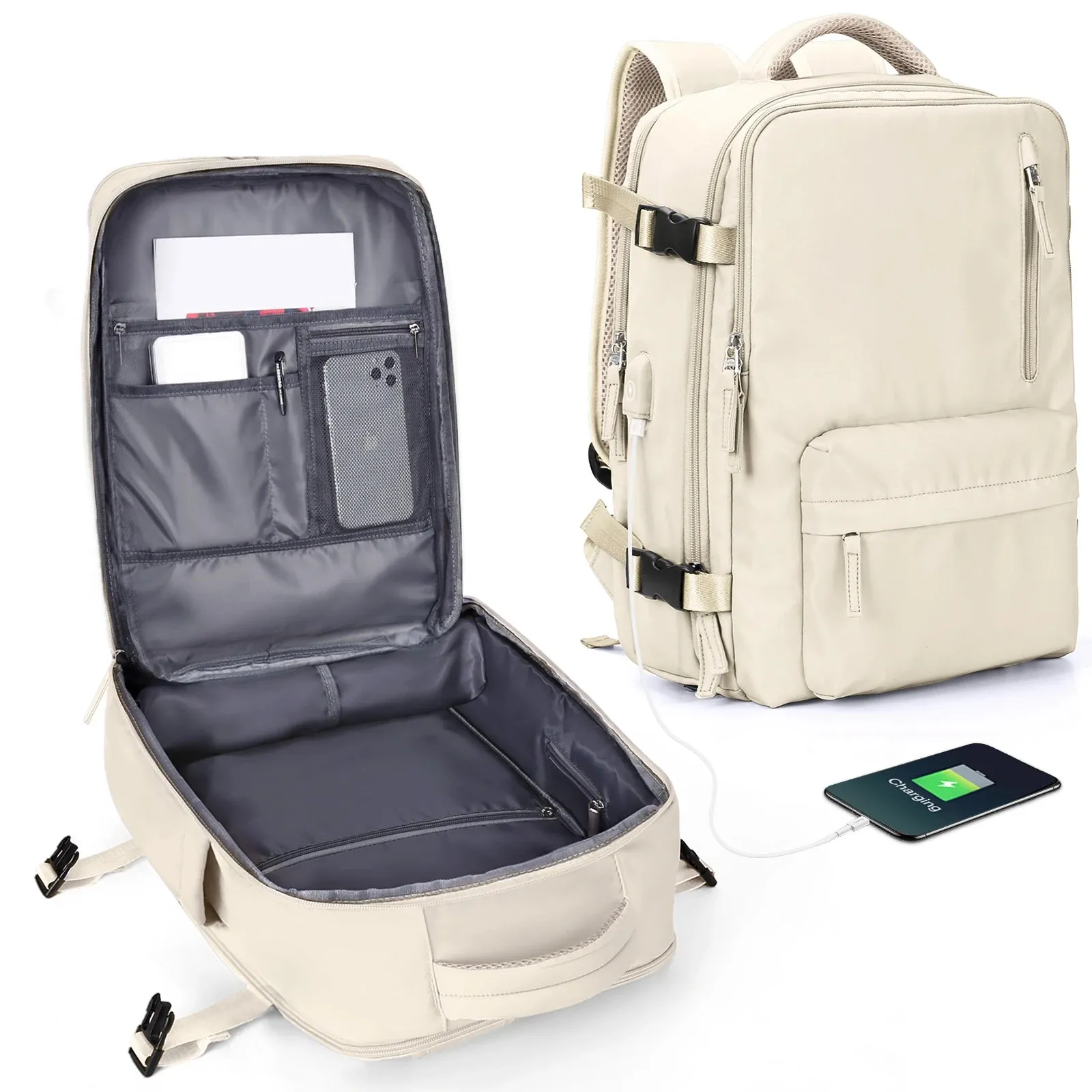 Sleek Business Travel Backpack with USB Port