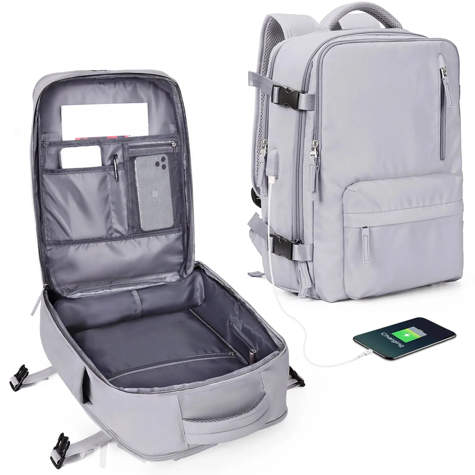 Sleek Business Travel Backpack with USB Port