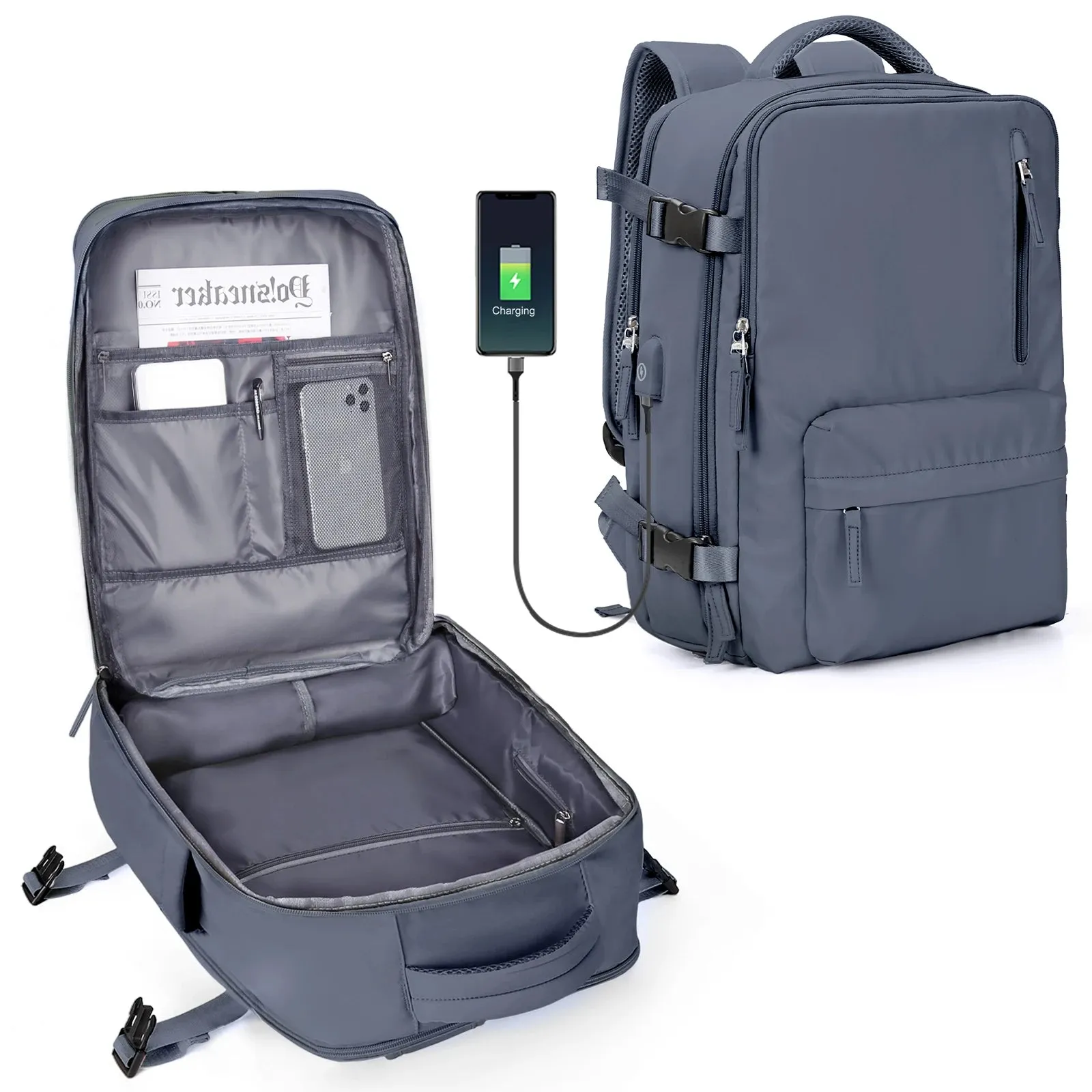 Sleek Business Travel Backpack with USB Port