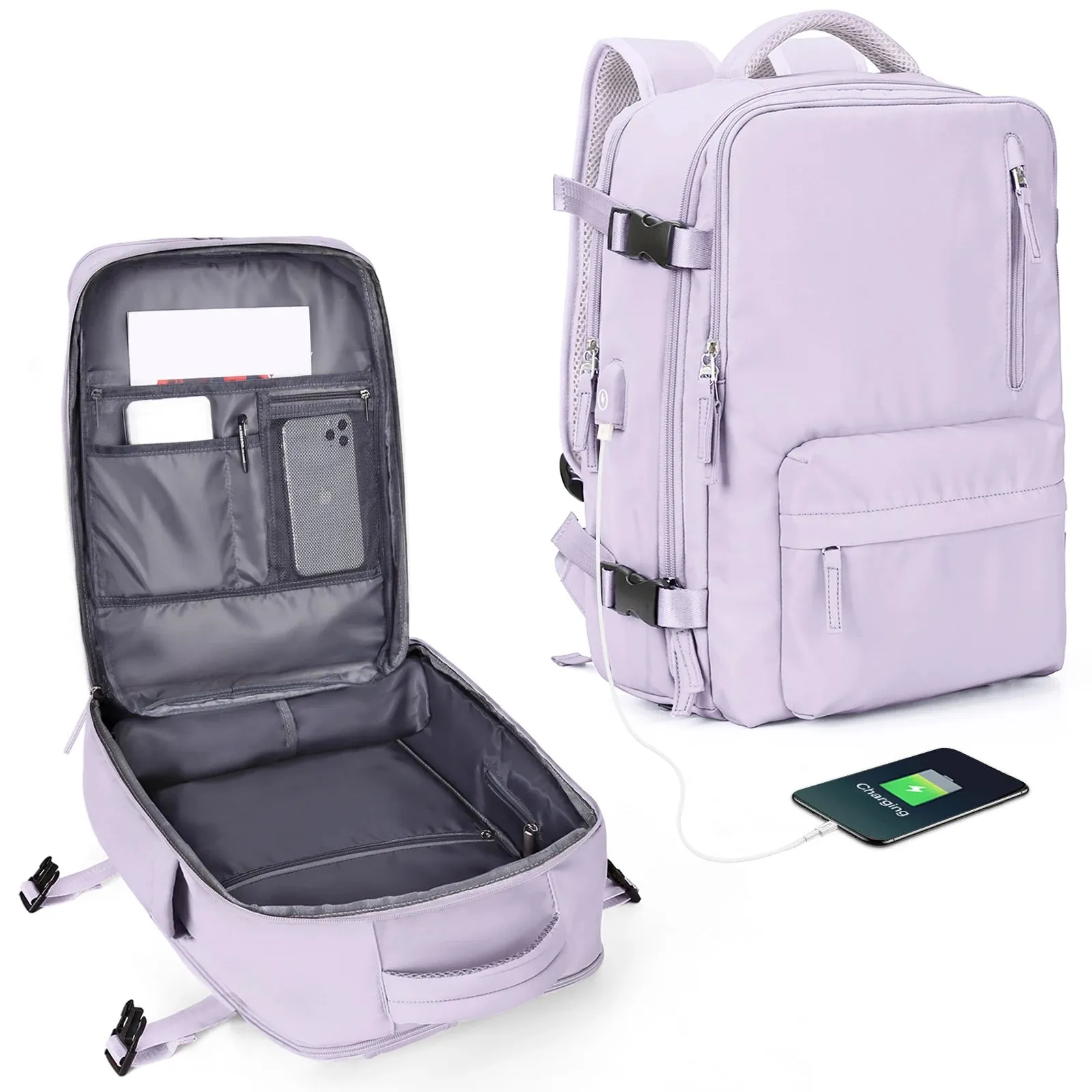 Sleek Business Travel Backpack with USB Port