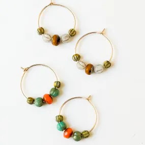 Small Gold-Filled Hoop Earrings with Vibrant Beads - WS