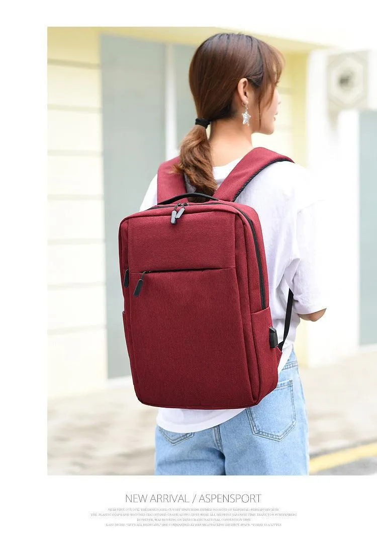 Smart Anti-Theft Oxford Backpack With Usb Charging Ports Bag-Red