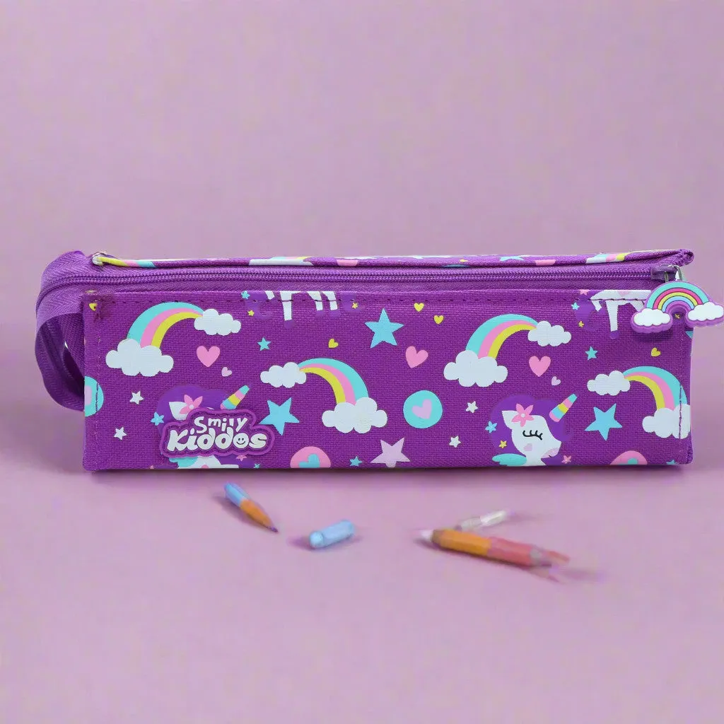 Smily Kiddos Tray Pencil Case Rainbow Unicorn Theme Purple