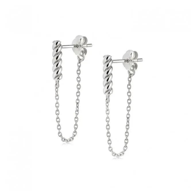 Stacked Rope and Chain Drop Sterling Silver Earrings EB8022_SLV