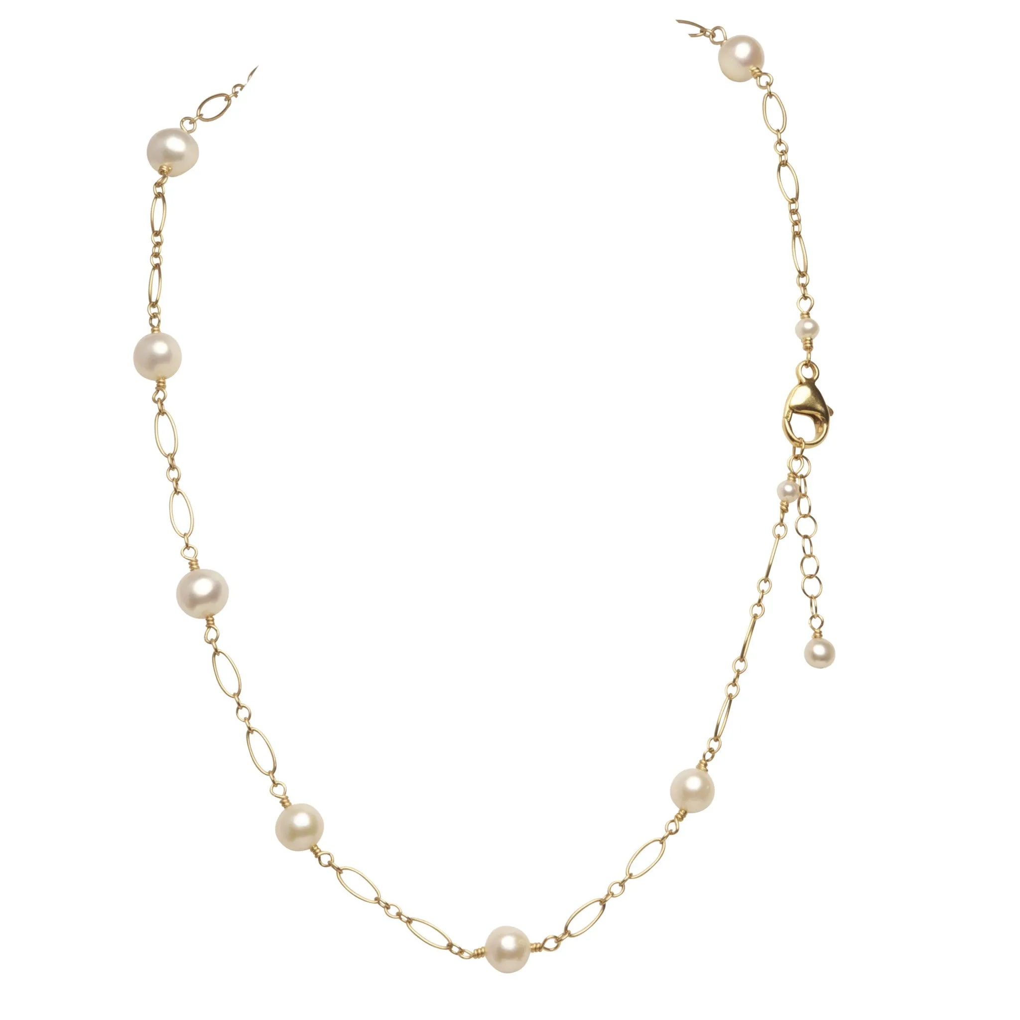 Station Pearl Necklace | AAA 6-7mm Natural White Freshwater Cultured