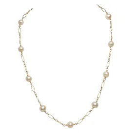 Station Pearl Necklace | AAA 6-7mm Natural White Freshwater Cultured